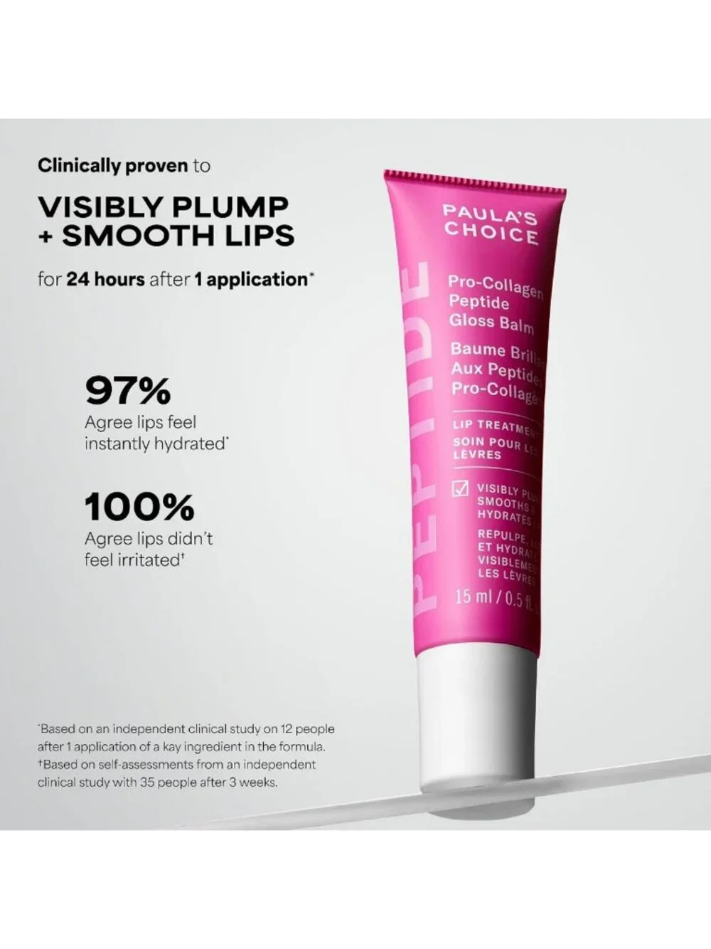 Hydrating Pro-Collagen Lip Balm - Glossy Finish, Non-Sticky, Sheer Tint